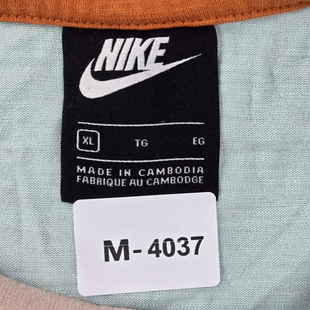 Nike Men Shirt XL Orange Swoosh Logo‎ Embroidery Colorblock Short Sleeve Cotton